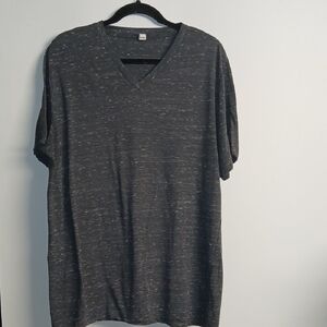 Gananmi  Men Gray V Neck T Shirt Size XL